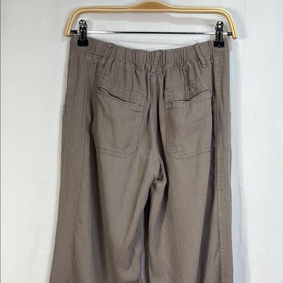 🦅 the vintage twin Brown linen blend Wide Leg Pants with Drawstring Waist - Picture 3 of 8